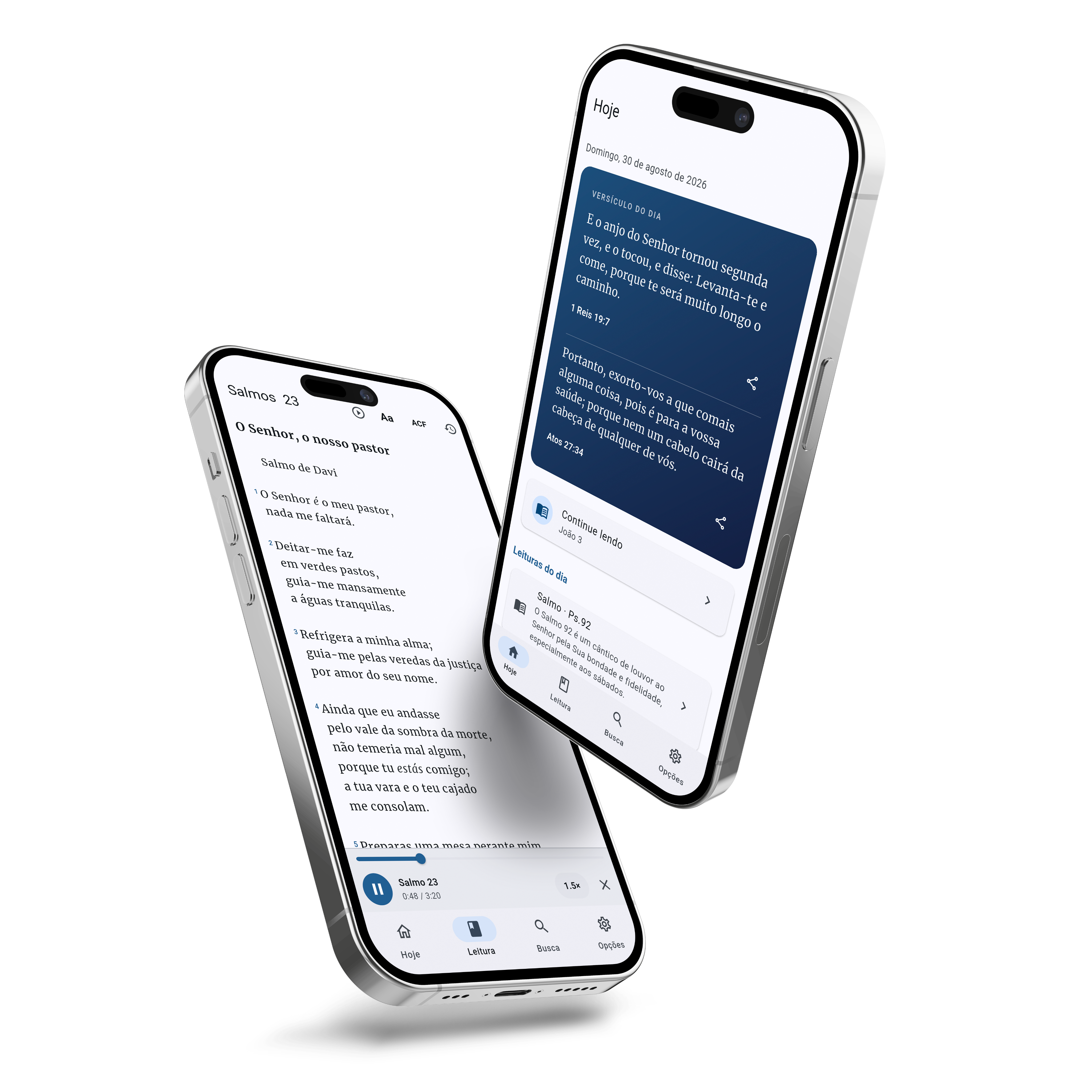 Biblebox on two phones: Bible reading and the verse of the day.