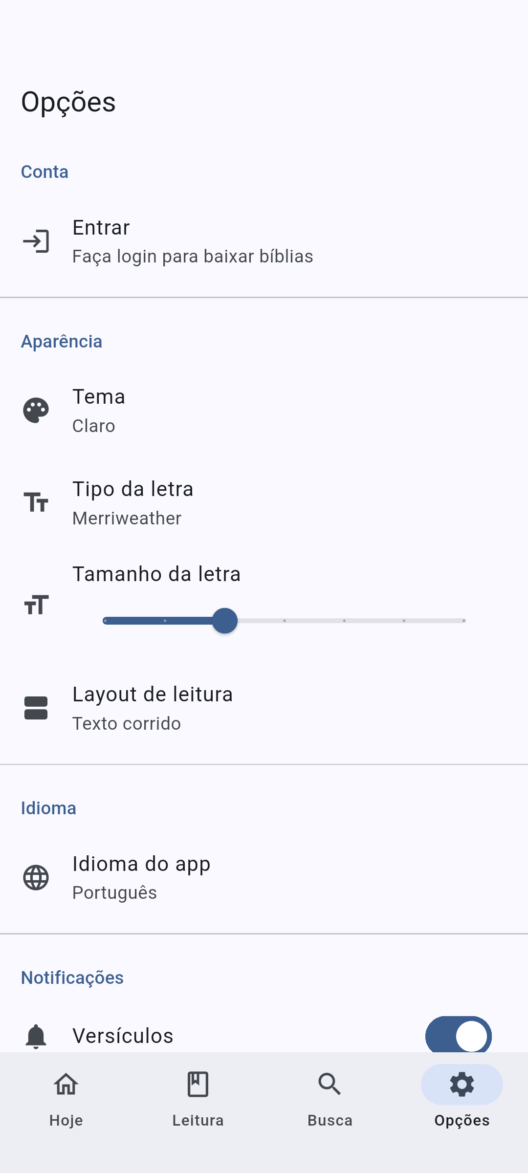 Reading and accessibility options
